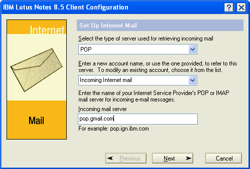 setup Internet Mail